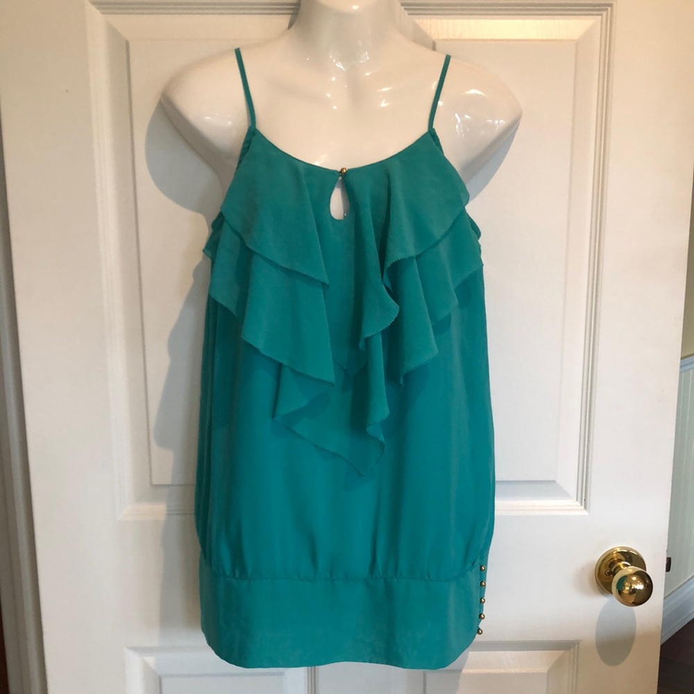 Kensie Aquamarine Green Ruffle Camisole